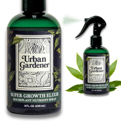 Urban Gardener Leaf Wellness Spray bottle delivering gentle nourishment to indoor plant leaves.