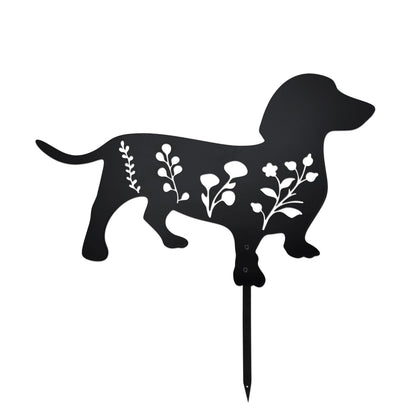 Urbraneco dachshund garden stake silhouette adds timeless charm to lawns and patio borders.