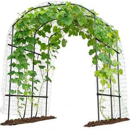 UrGROWA tall garden arch side view showing sturdy metal frame supporting climbers
