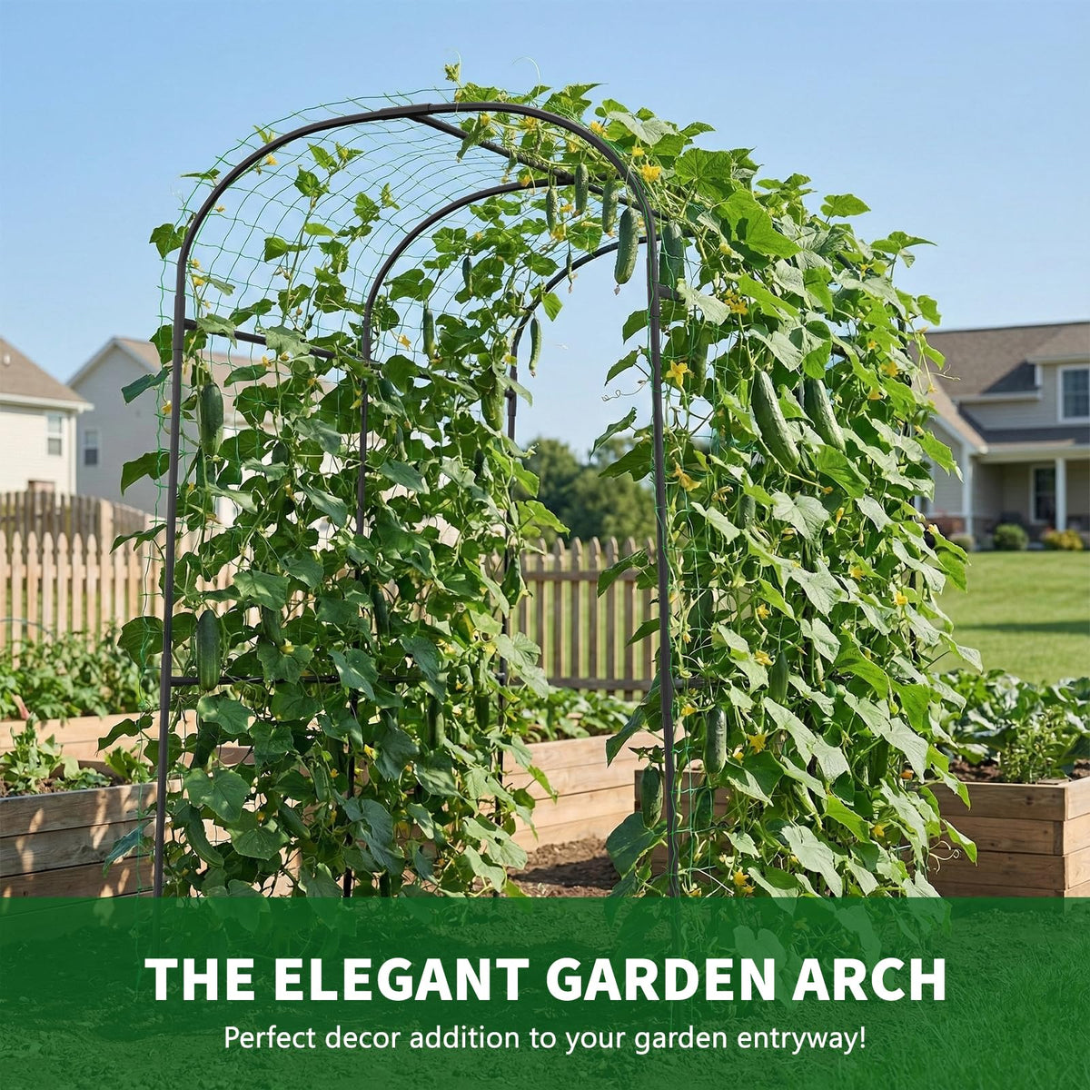 UrGROWA metal plant trellis archway supports vines, vegetables, and decorative climbers.