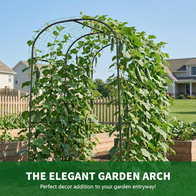 UrGROWA metal plant trellis archway supports vines, vegetables, and decorative climbers.
