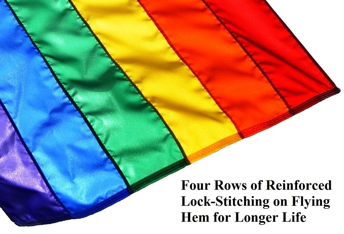 US Flag Factory rainbow flag with heavy header and brass grommets
