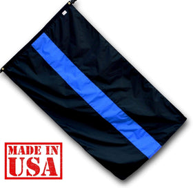 US Flag Factory thin blue line flag close-up shows sewn stripes for durability.