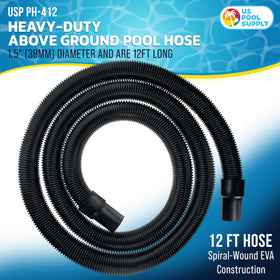 US Pool Supply 1.5-inch hose connection cuffs ensure a snug fit with compatible pumps.