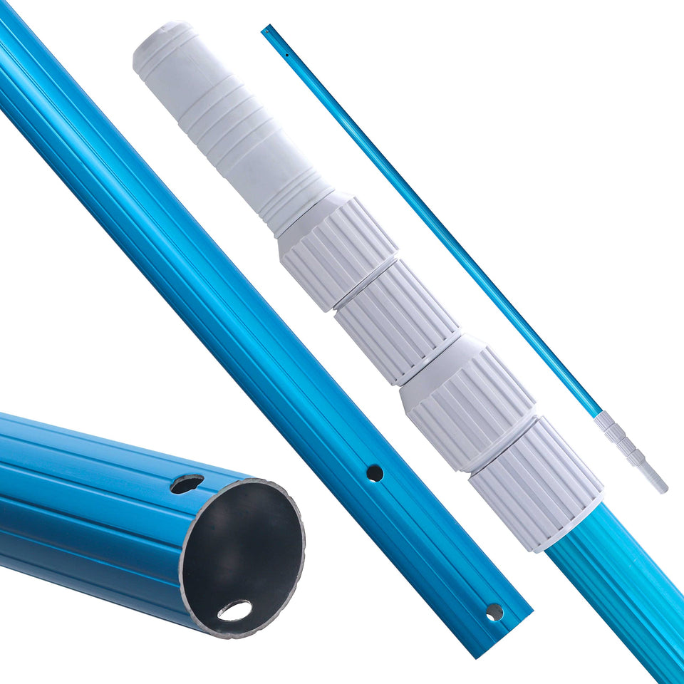 U.S. Pool Supply 12 ft telescopic pool pole extends reach for deep inground pools.