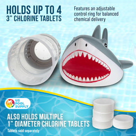 US Pool Supply 3 inch tablet tank capacity supports standard sanitizing tablets