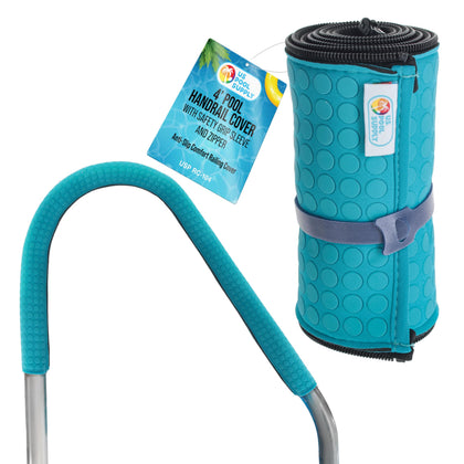 US Pool Supply 4-foot teal handrail cover with zipper provides a secure entry grip.
