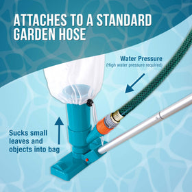 US Pool Supply 5-section pole assembly extends reach to pools, spas, and ponds.