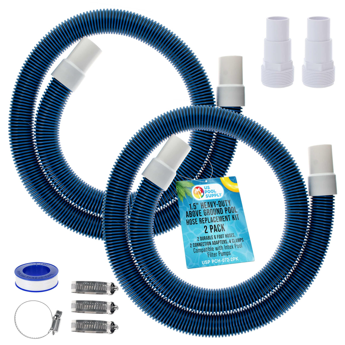 US Pool Supply 6ft heavy-duty hose ready for above-ground pools to improve water flow