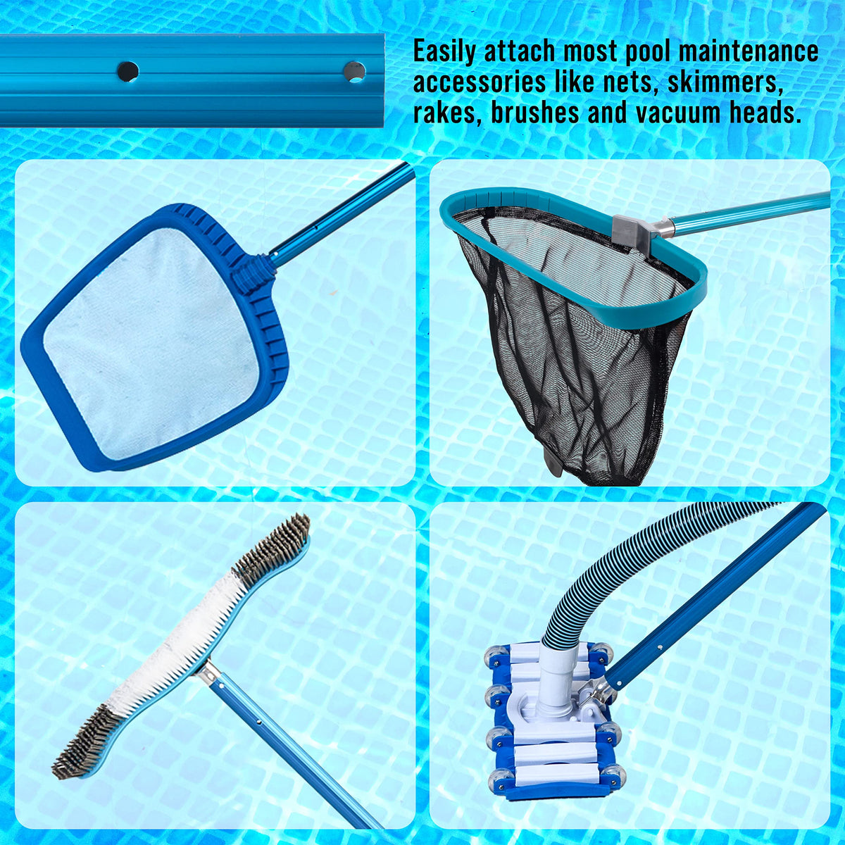 US Pool Supply compatible attachments fit standard 1-1/4 inch connections.