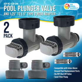 US Pool Supply adapter B connection converts 1.25 to 1.5 inch fittings.
