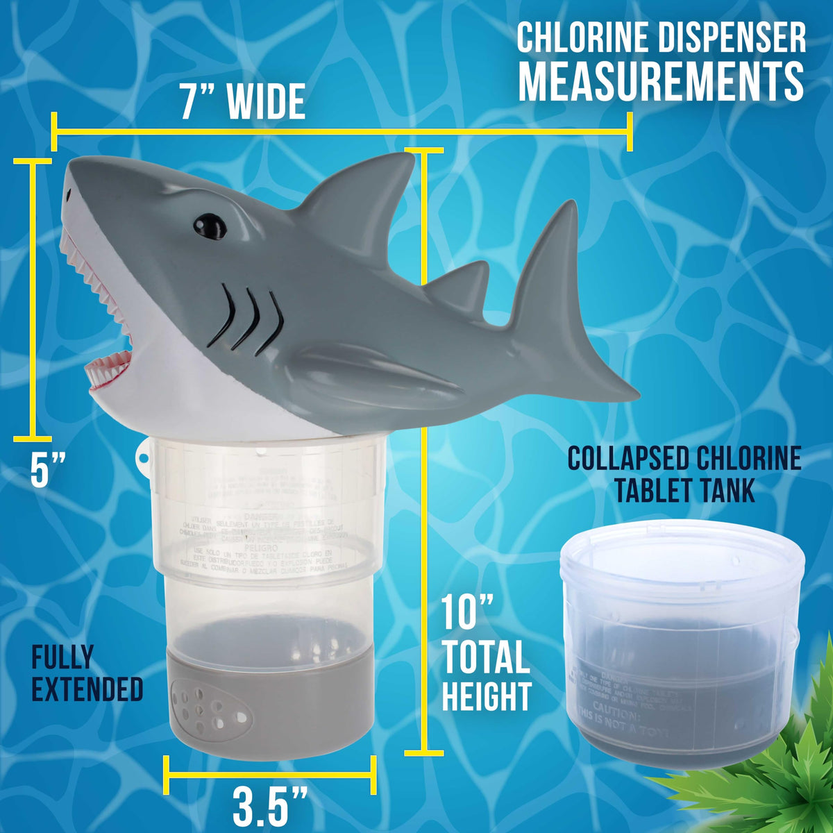 US Pool Supply Collapsible tablet tank extended for easy refills and balanced delivery