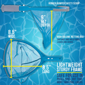 US Pool Supply sturdy 8.5 by 8.5 inch frame supports steady skimming.