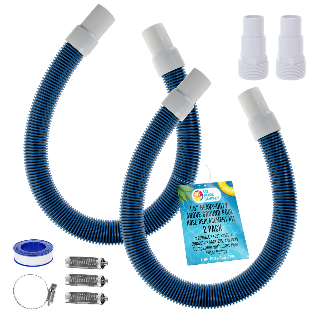 US Pool Supply heavy-duty 3ft hose for above-ground pools improves water flow