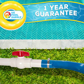 US Pool Supply lay-flat hose stored neatly for outdoor use