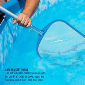 U.S. Pool Supply leaf-scoop skimmer net in action on surface