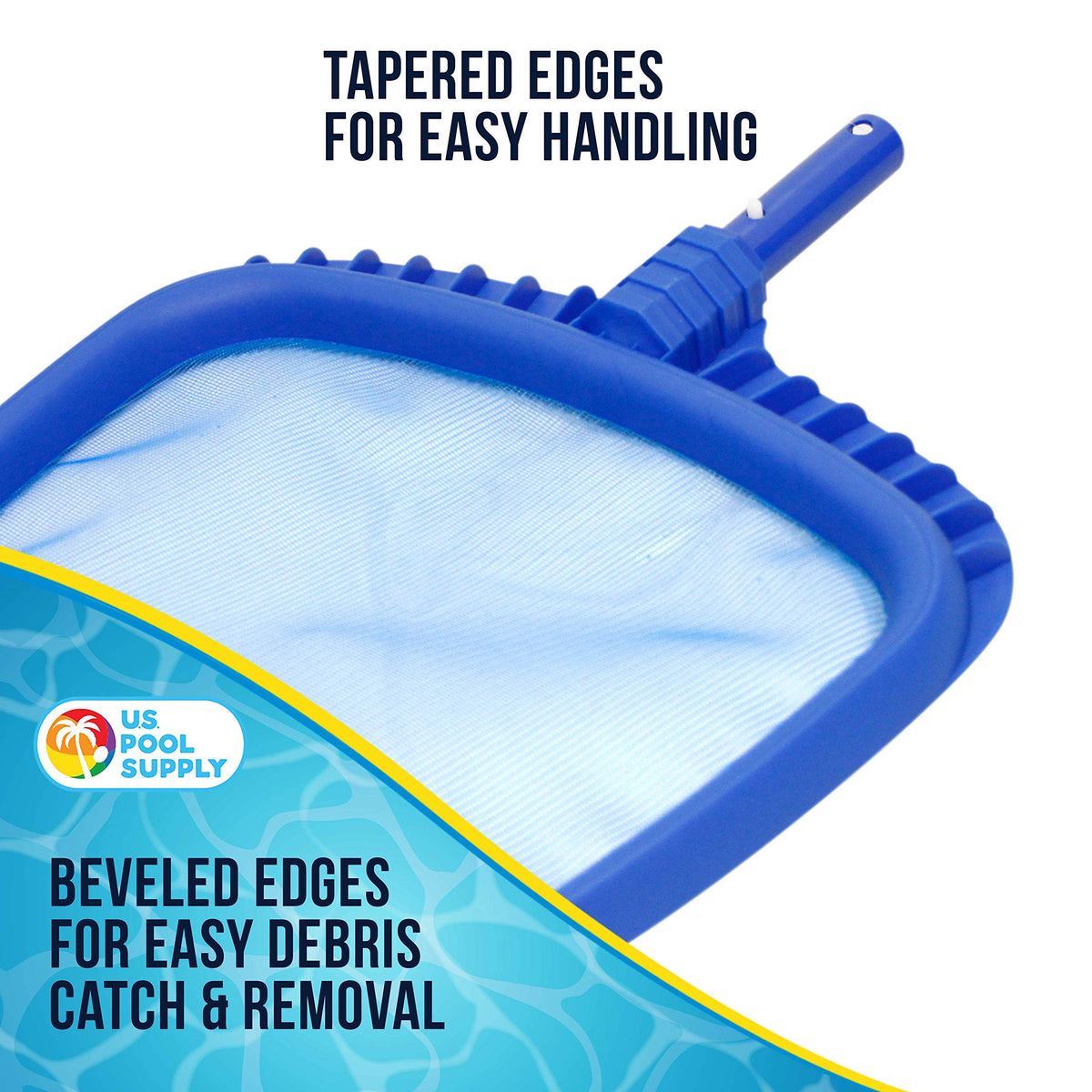 US Pool Supply skimmer with safe plastic frame protects liners during cleaning