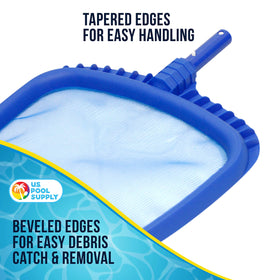 US Pool Supply skimmer with safe plastic frame protects liners during cleaning