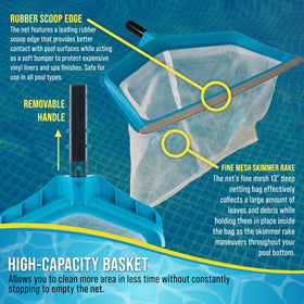 Deep 13-inch bag traps debris while you skim.