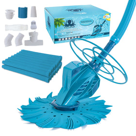 US Pool Supply Octopus suction cleaner on pool floor shows debris pickup