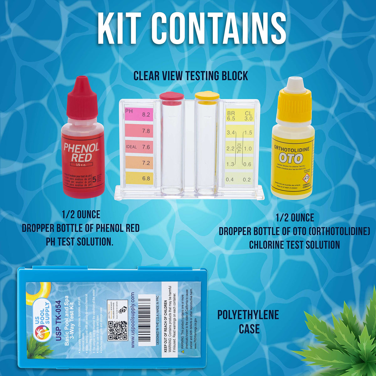 U.S. Pool Supply Phenol Red pH solution bottle for reliable readings