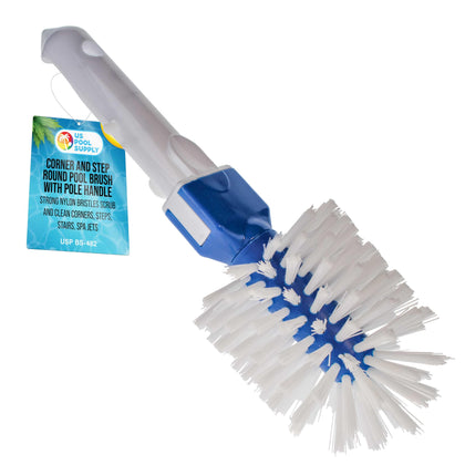 US Pool Supply pool brush head corner and step for tight space scrubbing