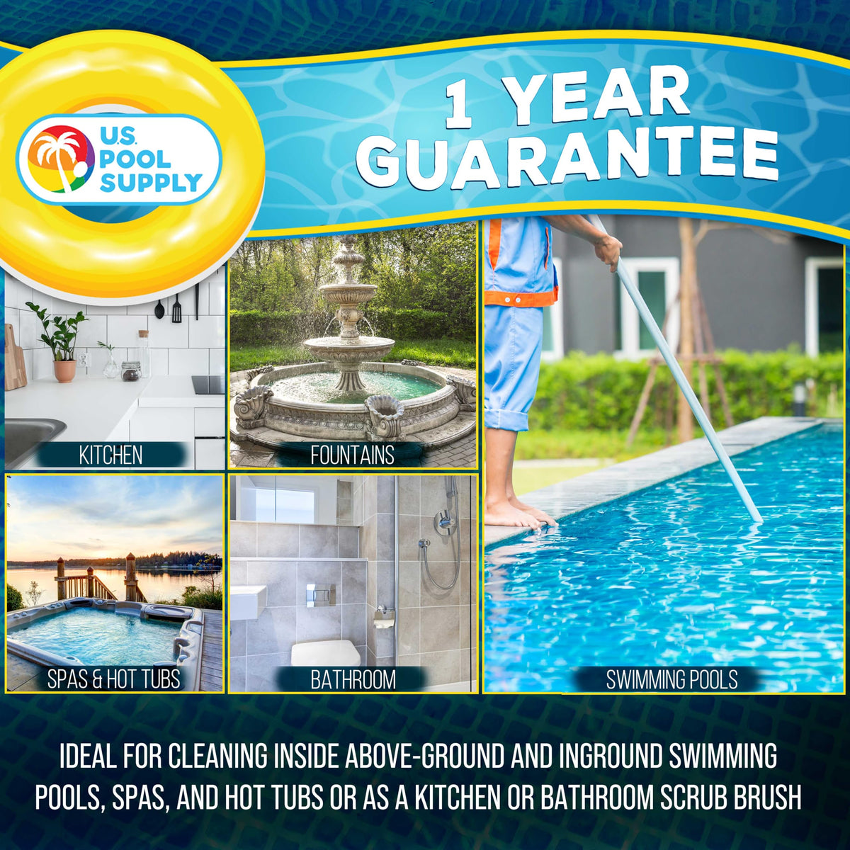 US Pool Supply pool cleaning brush suitable for above ground and inground pools