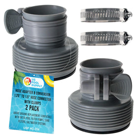US Pool Supply Adapter B converts 1.25 to 1.5 inch hoses for a secure connection.