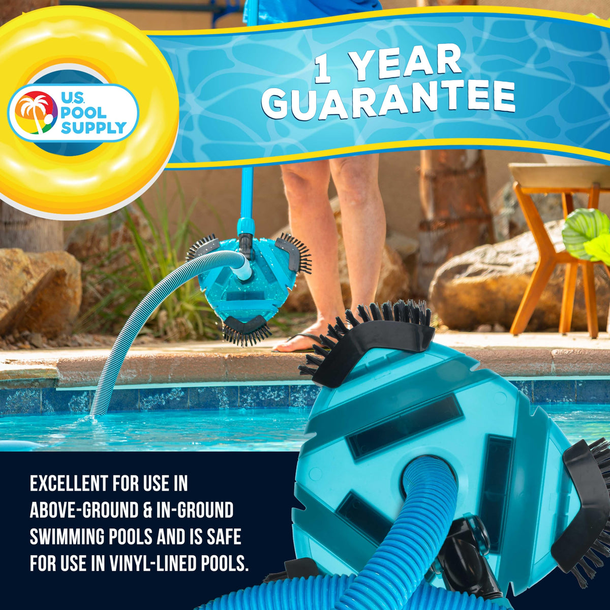 U.S. Pool Supply vacuum head suitable for above-ground and inground pools.