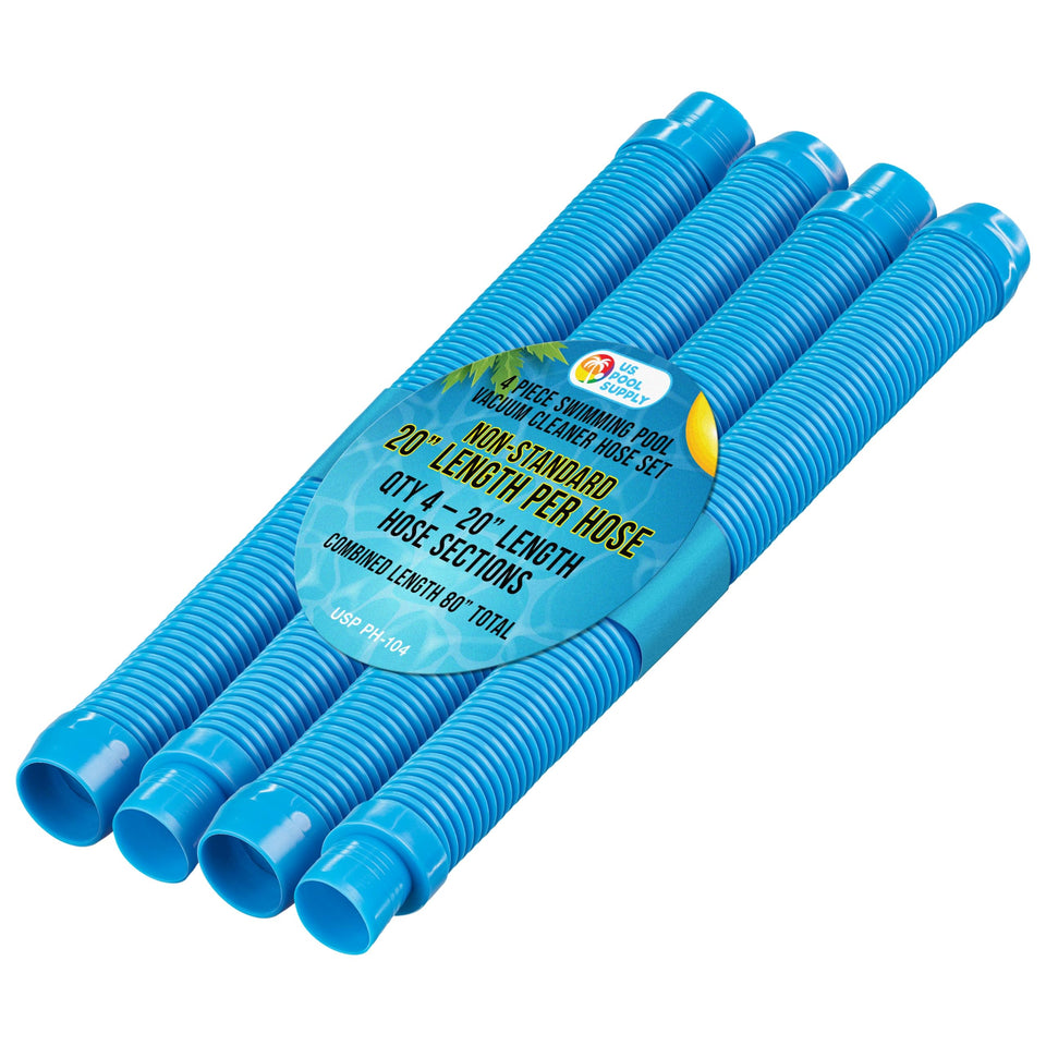 US Pool Supply professional hose extensions 20-inch sections for easier pool cleaning setup.