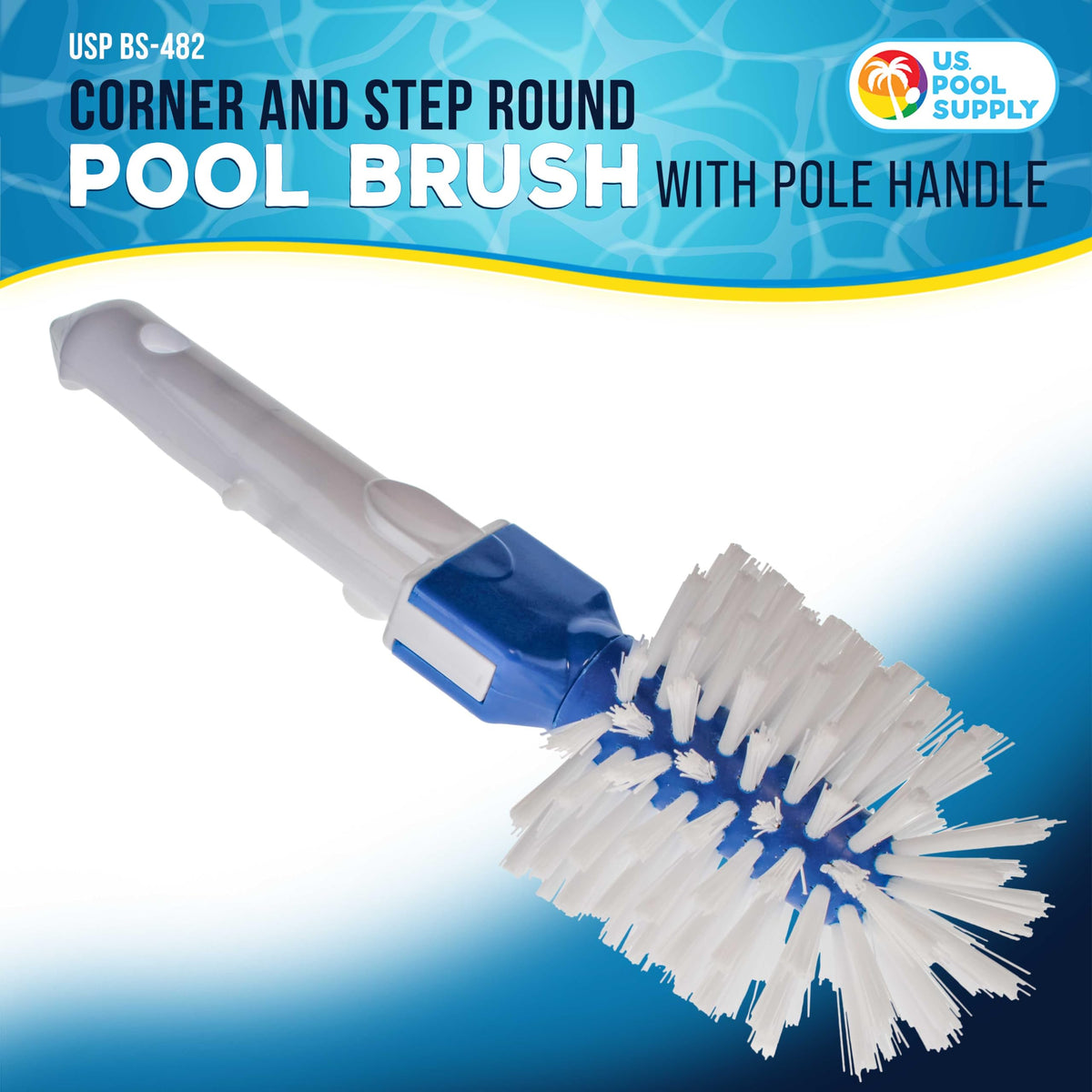 US Pool Supply round brush head with stiff bristles for debris removal