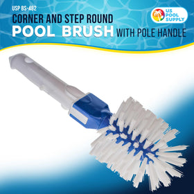 US Pool Supply round brush head with stiff bristles for debris removal