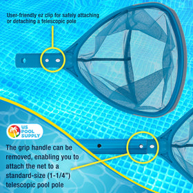 US Pool Supply rubber bumper safety scoop protects pool liners during cleaning.