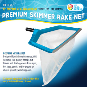 Rubber scoop edge protects vinyl liners during surface skimming.