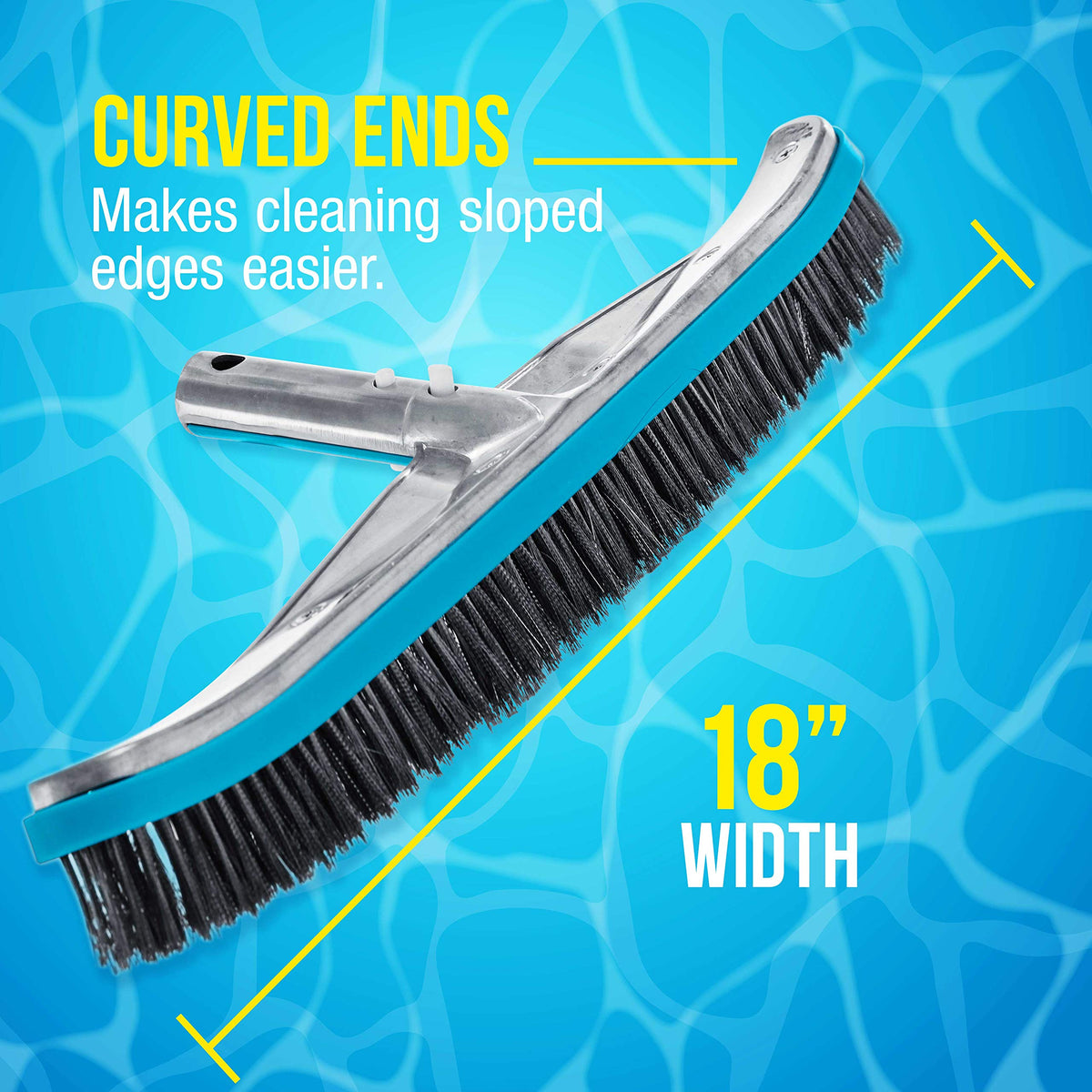 US Pool Supply brush removes rust stains from concrete surfaces with sturdy bristles