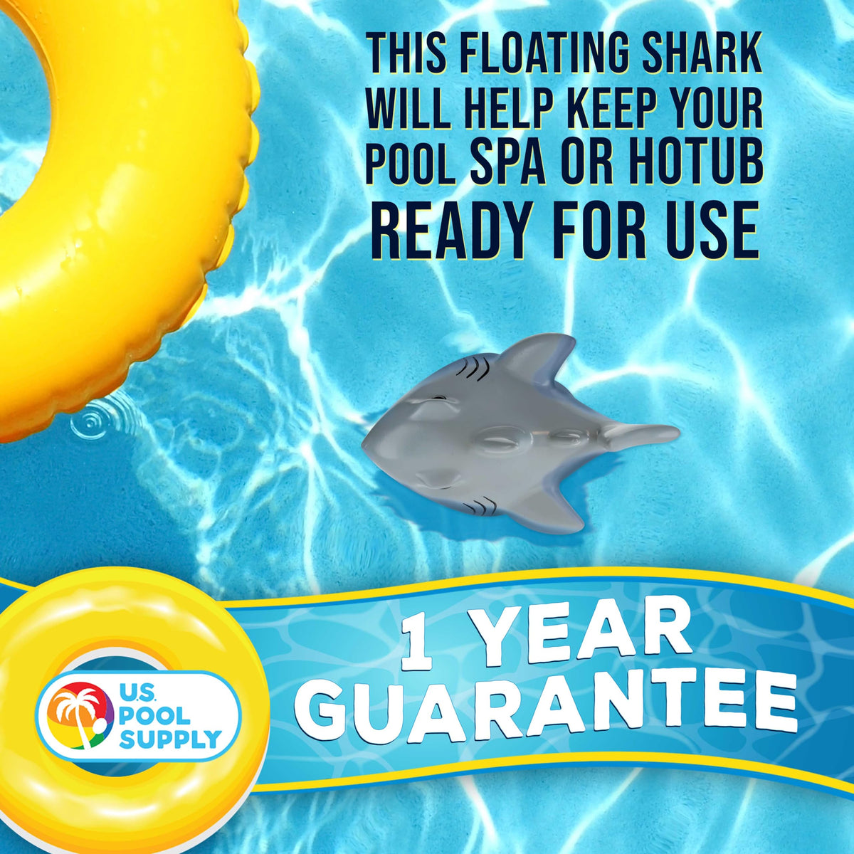 US Pool Supply Shark float decoration in pool adds playful ambiance