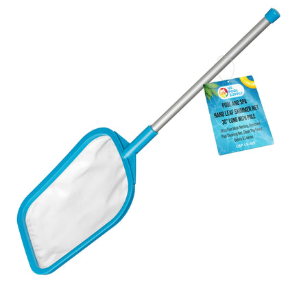 U.S. Pool Supply skimmer net with 17-inch pole for easy surface debris removal