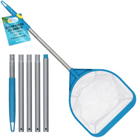 U.S. Pool Supply skimmer net with extendable pole for fast pool debris pickup.