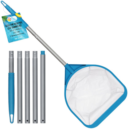 U.S. Pool Supply skimmer net with extendable pole for fast pool debris pickup.