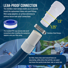 US Pool Supply spiral-wound hose construction resists kinks and wear