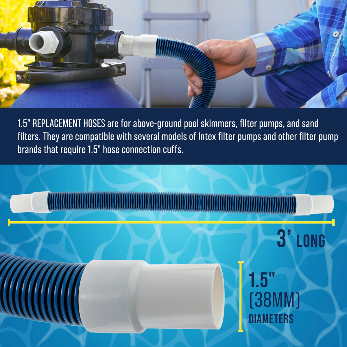 US Pool Supply stainless-steel clamps create leak-proof fittings