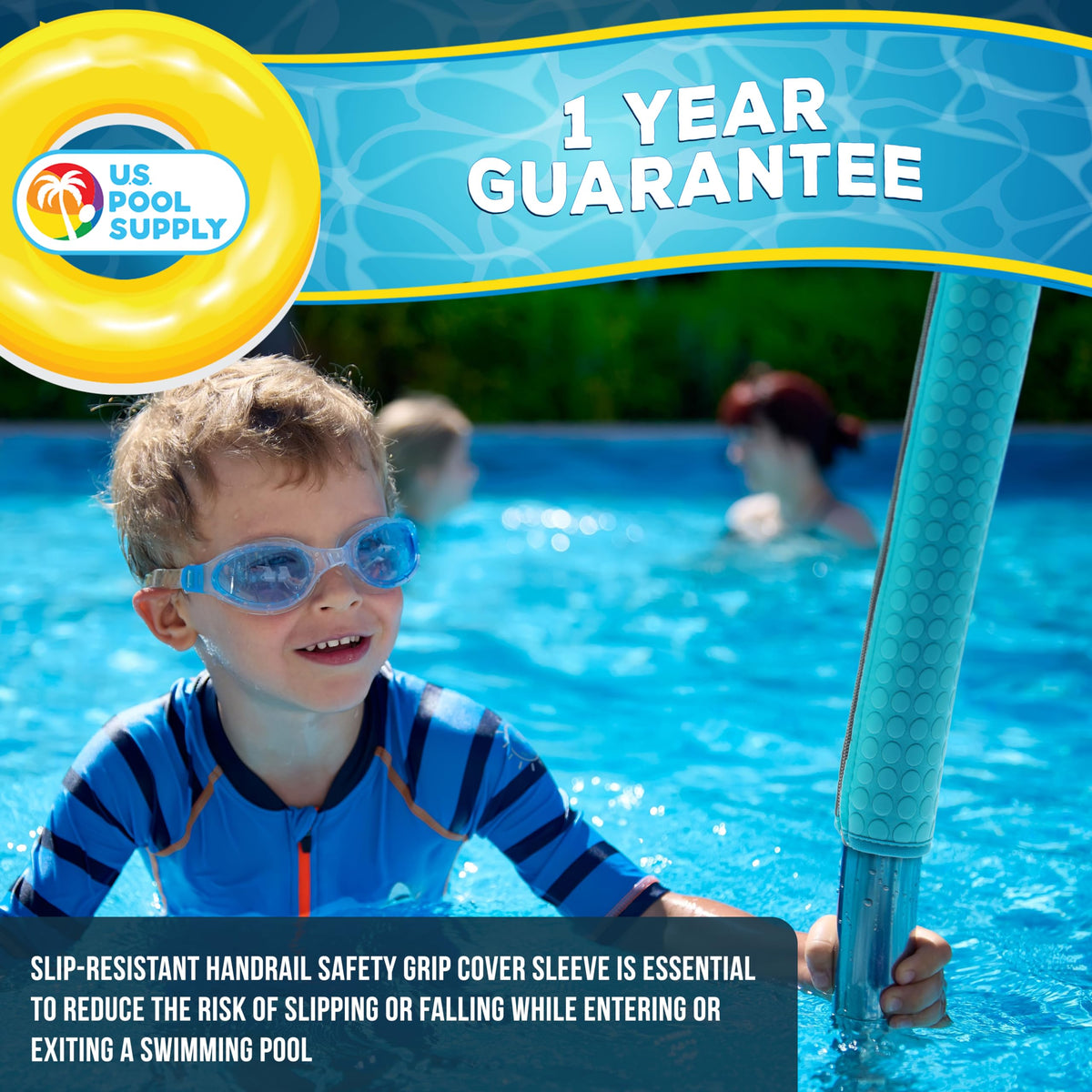 US Pool Supply thermal-protection sleeve reduces heat transfer from hot metal rails.