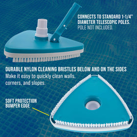 US Pool Supply wide vacuum head cleans walls and floors efficiently