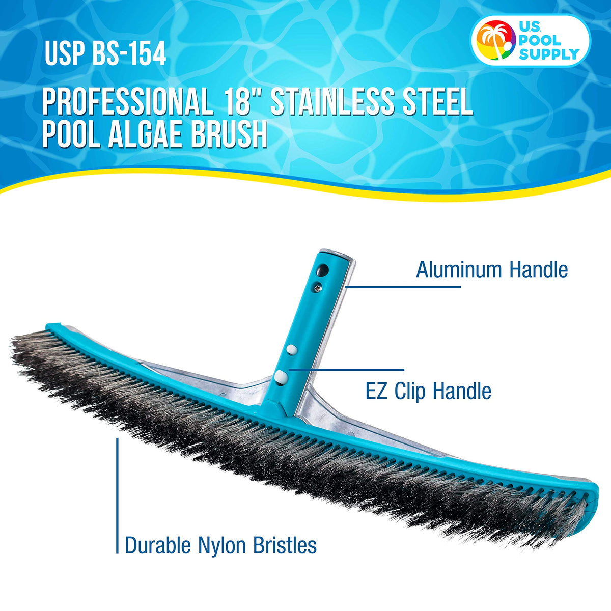 US Pool Supply brush targets calcium on pool tiles for easier removal