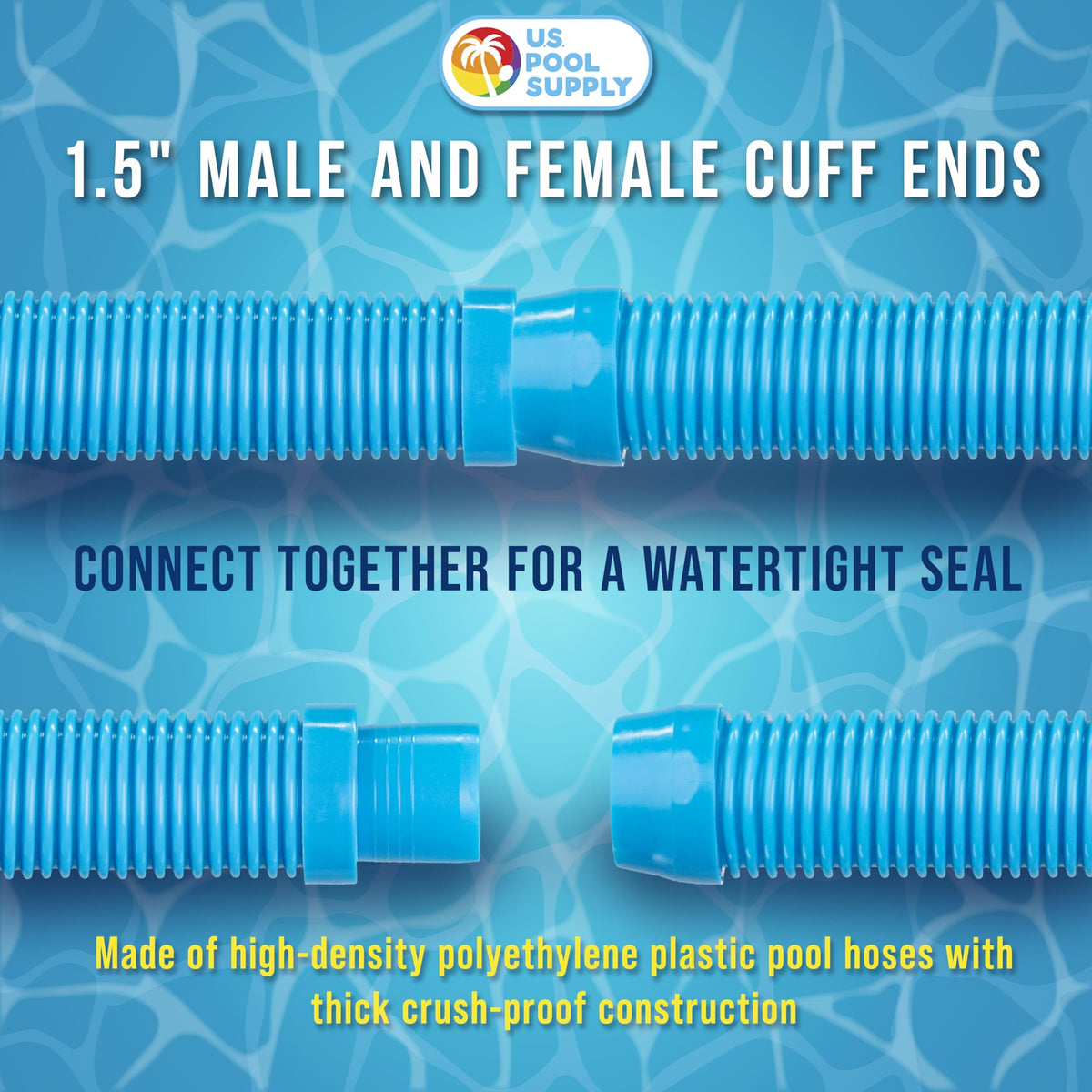 US Pool Supply total length 80 inches when connected for flexible configurations.