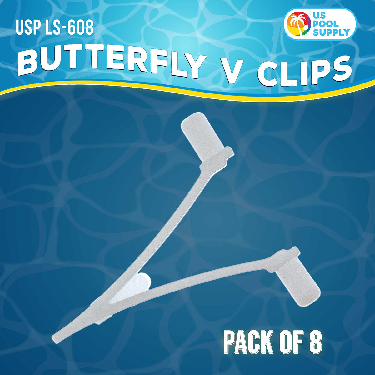 US Pool Supply universal V-clip attached to a pole for easy connections.