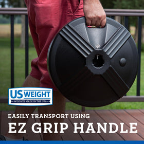 US Weight base in color variations to match outdoor decor.