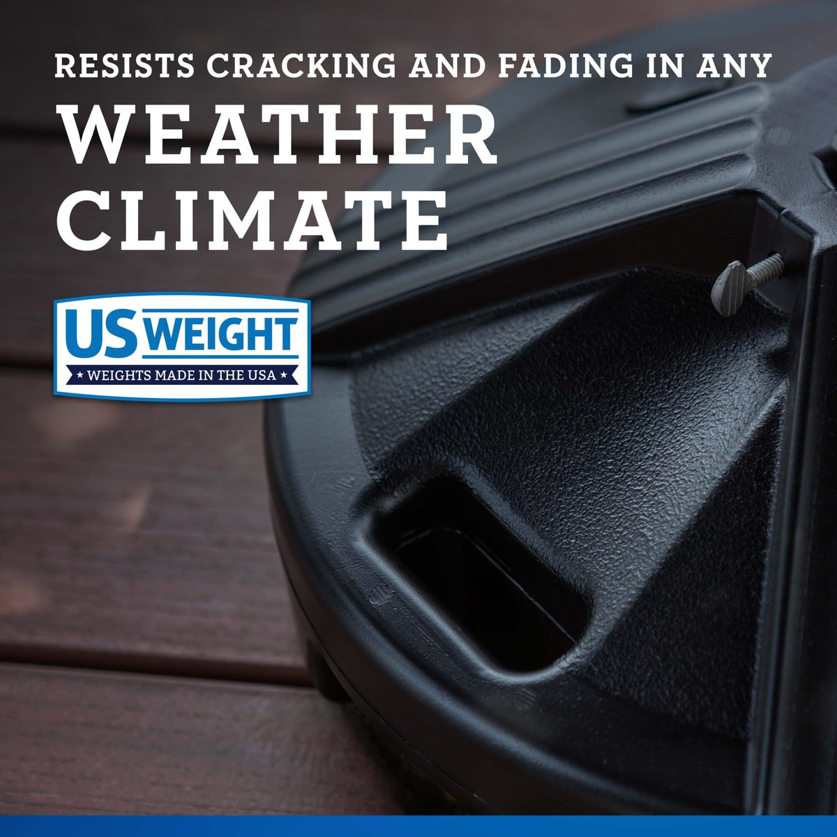 US Weight base fits 1.0-1.5in poles for patio table compatibility.