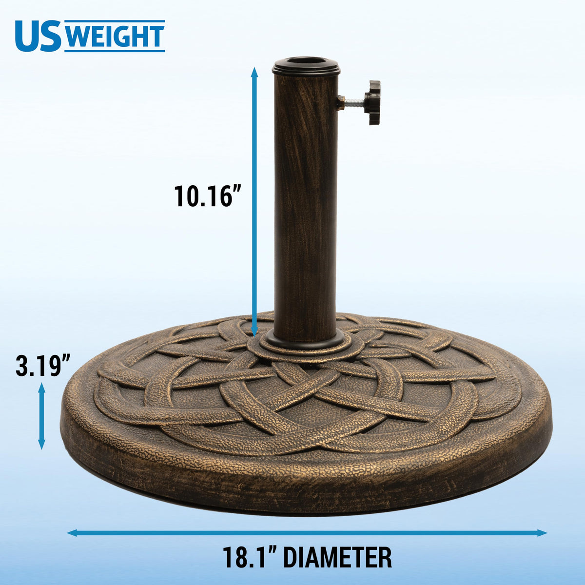 US Weight easy-install base supports multiple umbrellas for quick shade setup.