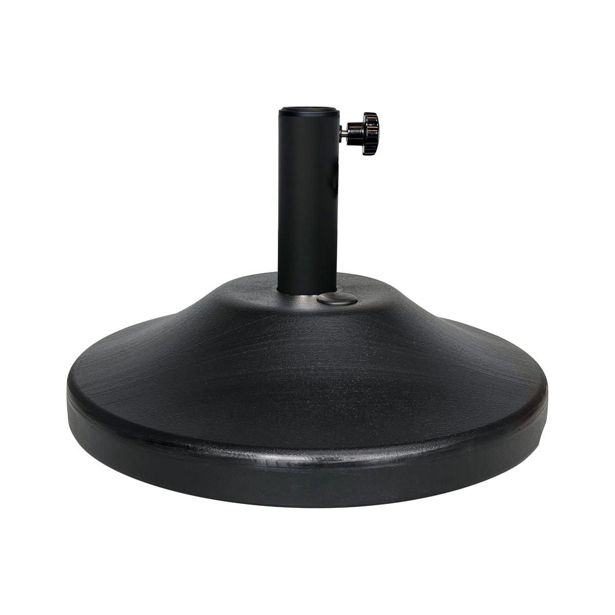 US Weight fillable round umbrella base with 18-inch diameter provides stable patio table support.